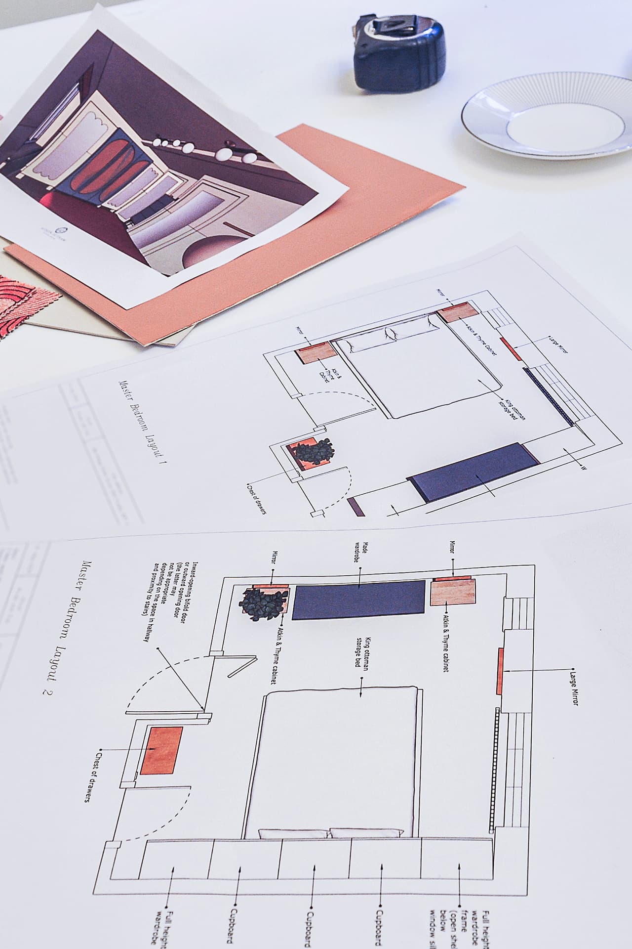 interior designer working on space layout of furniture