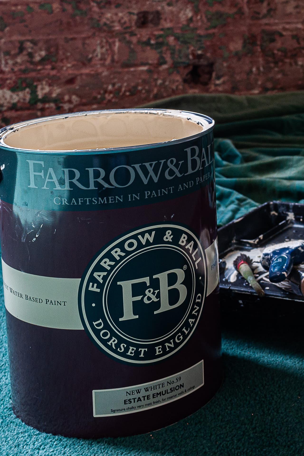 open tin of farrow and ball new white paint